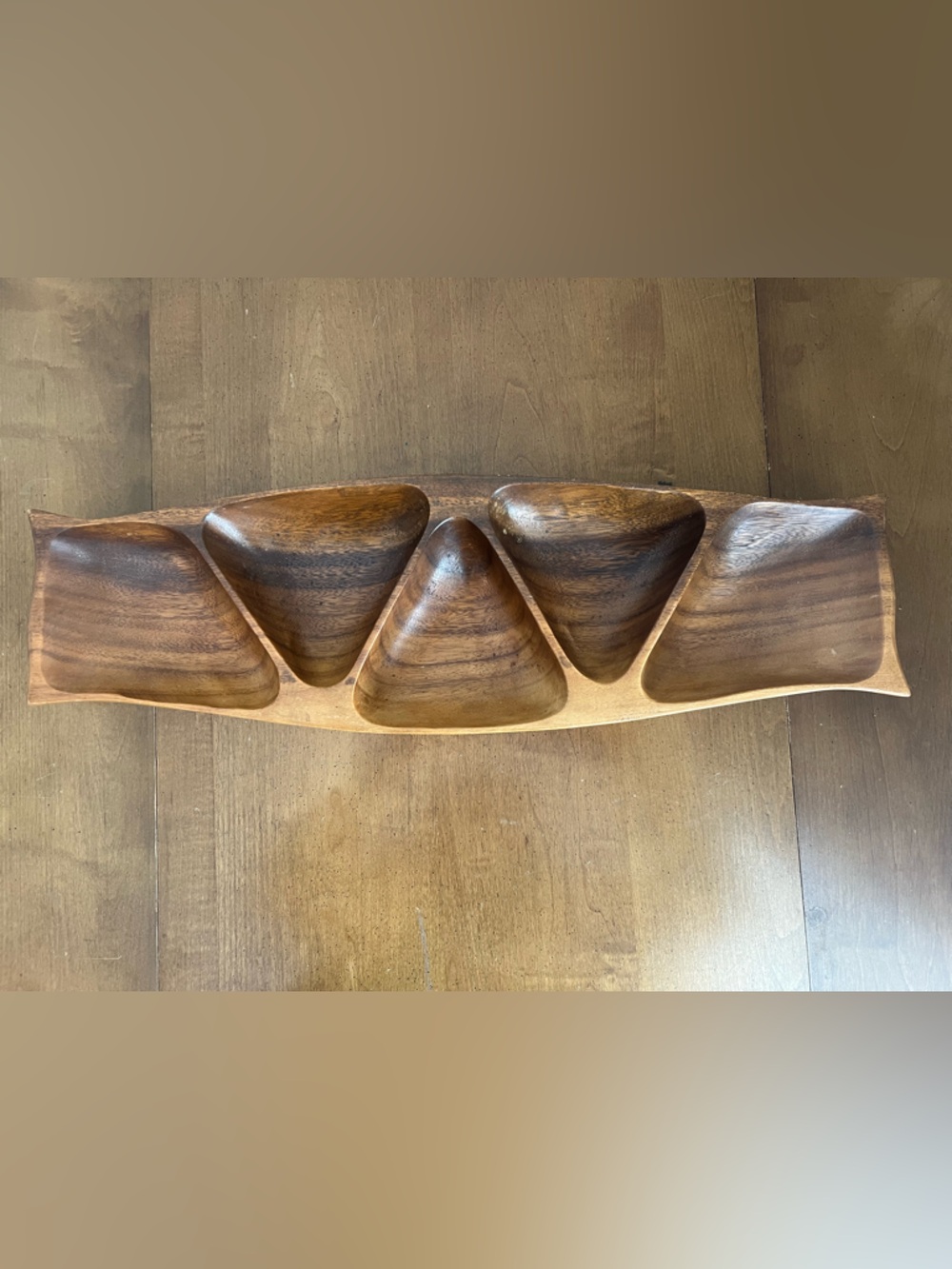 Vintage Monkey Pod Wood Divided Serving Tray Hand Crafted‎ Philippines 24 Inch